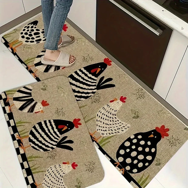 "1pc cartoon chicken kitchen carpet"